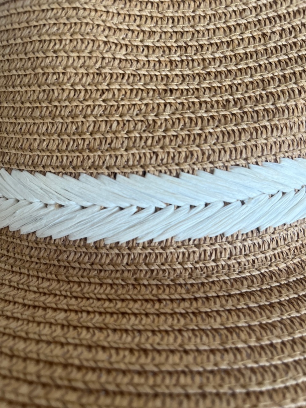 Wide Brim Straw Sun Hat with White Trim - Picture 4 of 4